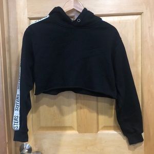 Sisters Black Cropped Hooded Sweatshirt sz S